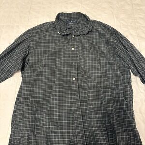 Vintage 90s Ralph Lauren Men's Dark Gray Plaid Shirt